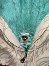 Ed Hardy by Christian Audigier Full-Zip Hoodie Cream Faux Fur Lined Hood Dragon & Tattoo Graphic (S)