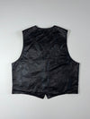 Vintage Genuine Leather Waistcoat – Black Button-Up Vest (XL)