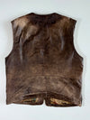 Trapper Distressed Multi-Pocket Leather Utility Vest (L)