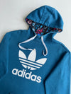 Adidas Originals Teal Big Trefoil Hoodie with Floral Hood Lining  (M)