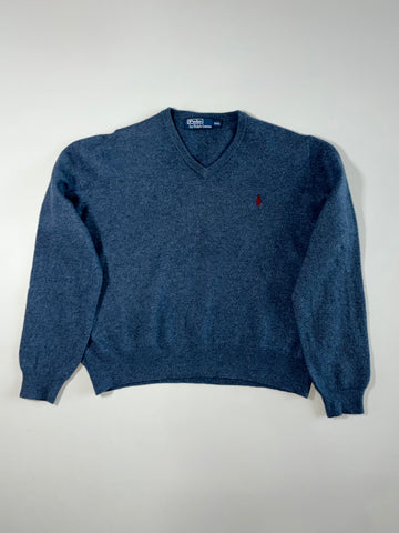 Polo Ralph Lauren V-Neck Sweater with Red Pony-(L)