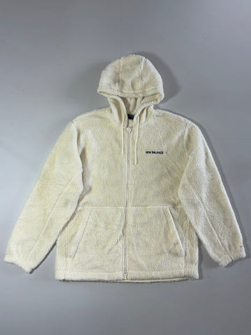 New Balance Sherpa Fleece Zip Hoodie – Cream/Ivory (XL)