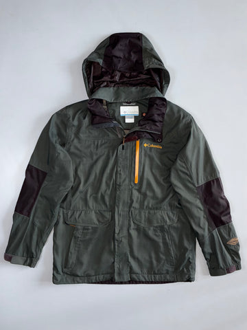 Columbia Sportswear Olive Green Hooded Waterproof Jacket with Black Panels (L)