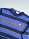 Lacoste Striped Wool Knit Crewneck Sweater – Blue/Brown (S)