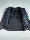 Beachflame Washed Black Canvas Jacket – Pink, Teal & Cream Chevron Stripes (L/XL)