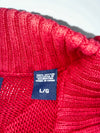 Chaps Red Ribbed Quarter-Zip Sweater(L)