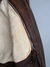 Vintage Genuine Leather Bomber Jacket | “United States Navy Top Gun” Embossed Sherpa Lined A-2 Style | Vera Pelle Made in Italy (XL)