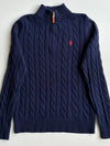 Polo Ralph Lauren Navy Cable Knit Quarter Zip Sweater (S/M)