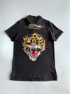 Ed Hardy by Christian Audigier Tiger Roar Polo Shirt W/ Rhinestones (L)