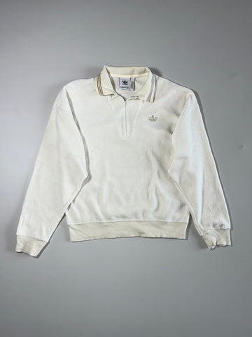 Adidas Originals Trefoil Quarter-Zip Terry Sweatshirt – Cream White (M)