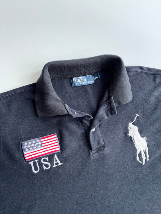 Polo Ralph Lauren Big Pony USA Flag Polo Black (XL)
