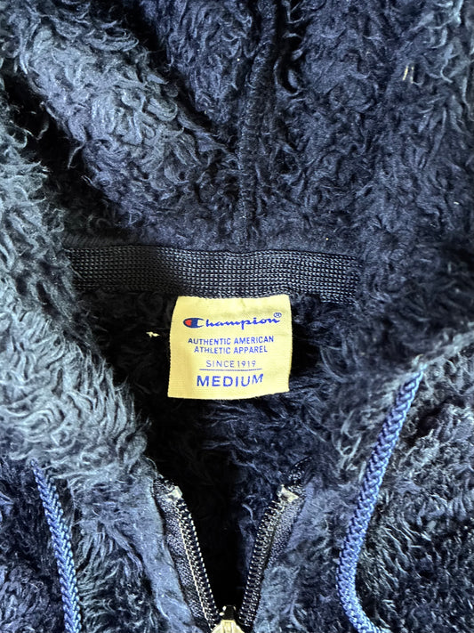 Champion Navy Sherpa Fleece Zip Hoodie (S)
