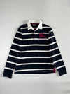 Burberry London Knight Logo Striped Rugby Polo – Black & White (XL)