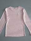 Tommy Hilfiger Light Pink 100% Cotton Long Sleeve Crewneck Tee Flag Logo | Made in India Size (XS)