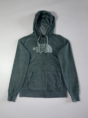 The North Face Women's Green Zip-Up Hoodie – Half Dome Logo (S)