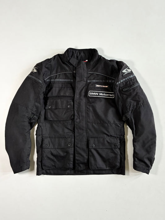 Spyke x BMW Motorrad Black Textile Touring Jacket – Multi-Pocket Adventure Riding (S)