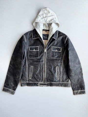 Super Premium Original Pure Leather Jacket with Detachable Cap (XL)