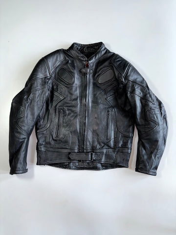 SHOO Armored Full-Grain Leather Motorcycle Jacket (Paded)(M/L)