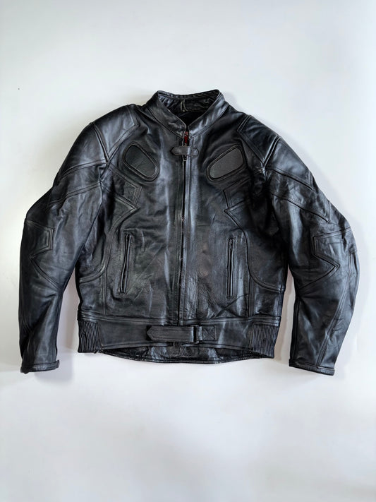 SHOO Armored Full-Grain Leather Motorcycle Jacket (Paded)(M/L)