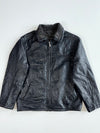 Vintage Canda Black Leather Sherpa Collar Zip-Up Jacket (L)