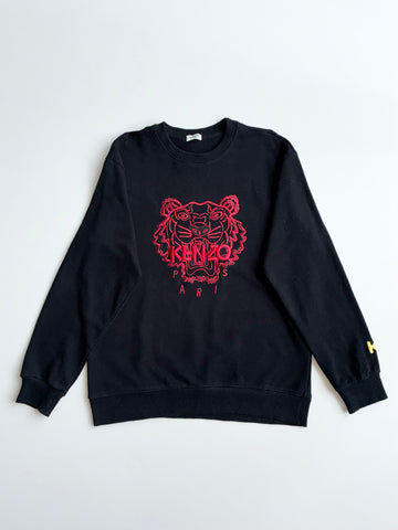 Kenzo Paris Black Tiger Embroidered Sweatshirt(M)