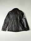 ROBO Black Leather-Look Collared Zip-Up Jacket (S)