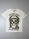 Crosshatch Dark Series Skull Pilot Graphic Tee, “Usque Ad Mortem” (L)