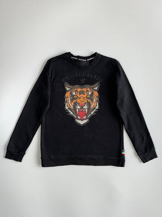 Philipp Plein Homme Rhinestone Tiger Crewneck Sweatshirt (S)