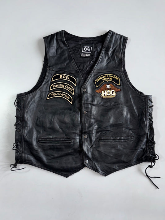 Harley Owners Group Original Leather Biker Vest | Zenne-Dyle Chapter Belgium (XL)