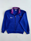 Vintage 90s Asics Royal Blue Track Jacket with Jacquard Purple Collar (M)
