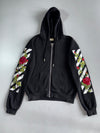 OFF-WHITE c/o Virgil Abloh | Diagonal Roses Zip-Up Hoodie Fully embroidered (M)