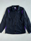 Y2K Nike Black & Purple Windbreaker Jacket – Mesh Lined – Made in Hong Kong (S)