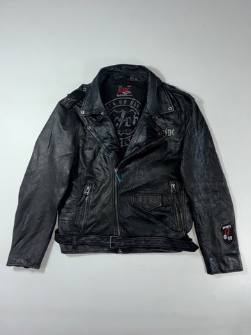 AC/DC Official “Rock or Bust” Genuine Leather Perfecto Biker Jacket (XL)
