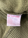 Top Girl Script Embroidered Zip Hoodie – Olive Green (S)