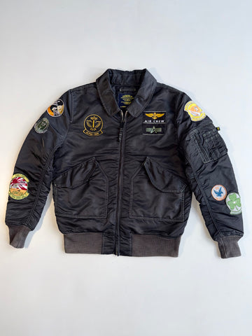 ZAlpha Industries Air Crew MA-1 Bomber Jacket | Heavy Patchwork Aviation Style (Very Rare)  (L)