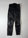 Vintage Black Leather High Waist Biker Pants with Belt & Ankle Zips (W:32) (L:43)