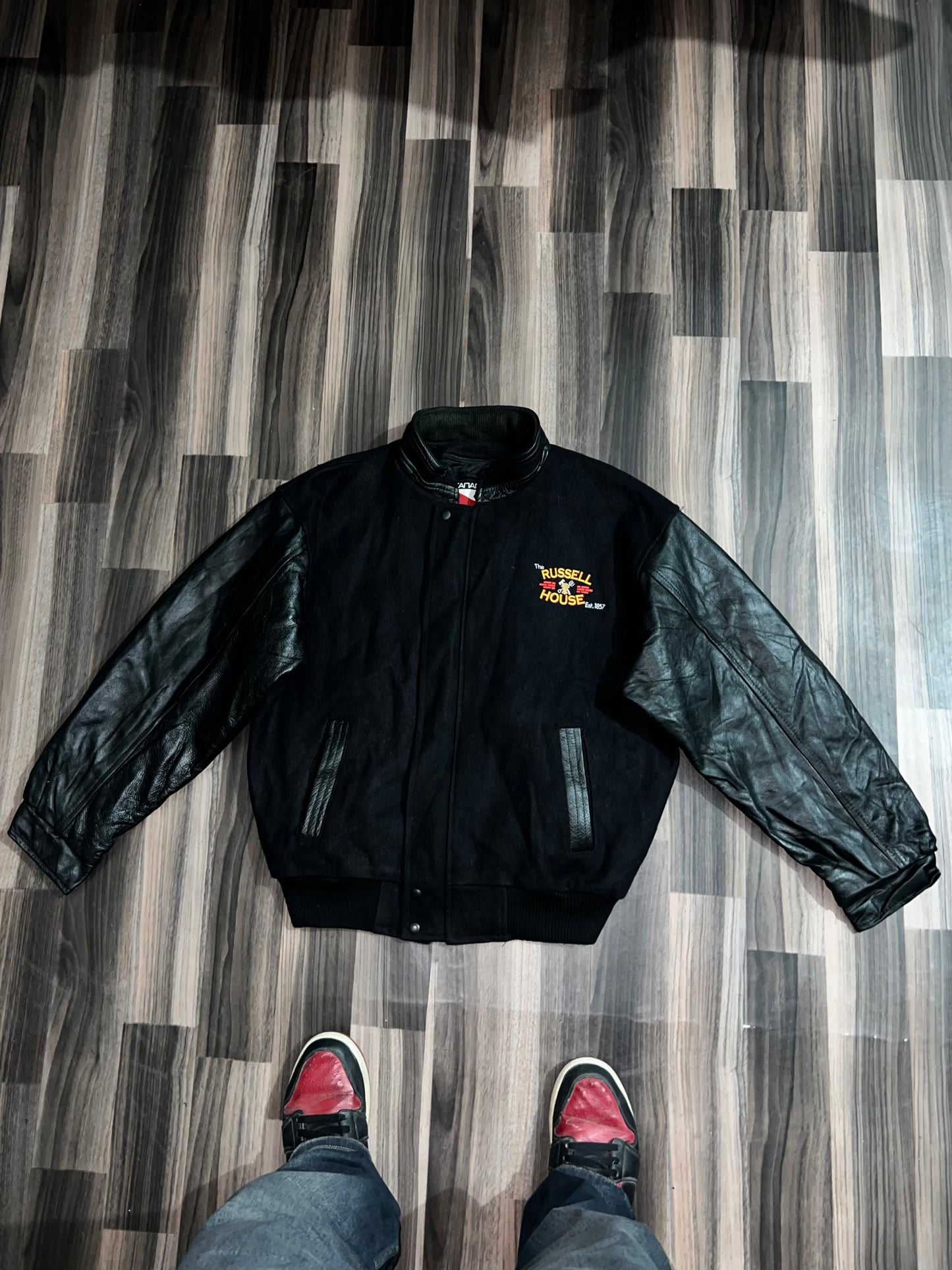 ZUltra Premium Original Leather Sleeve Varsity Jacket (L/XL)