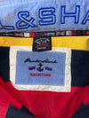 Paul & Shark Yachting Striped Quarter-Zip Rugby Shirt — Navy, Red & Yellow | Made in Italy | Anchor Crest (L)