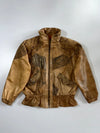 Winlit Paisley Patchwork Tan Leather Bomber Jacket (M/L)