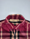 Burberry Brit 100% Cashmere Made in Scotland Signature Check Button-Down Shirt Burgundy (M)