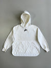 Nike Sportswear Swoosh Circle Graphic Quilted Panel Fleece Pullover Hoodie White (XL)