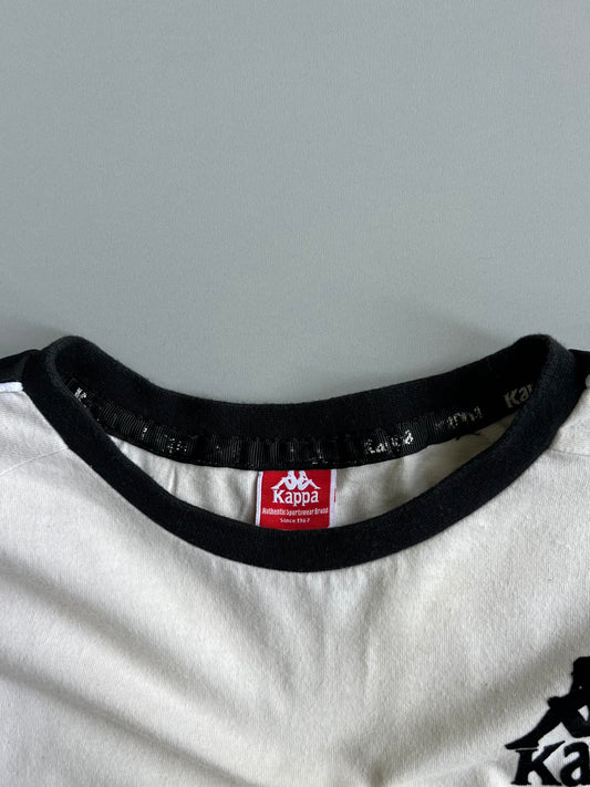 Kappa Authentic Sportswear Banda Long Sleeve Ringer T-Shirt White Black Logo Tape (M/L)