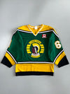 Vintage Lorne Park Ojibwa Mississauga #6 Green Gold Black Canadian Minor Hockey Mesh Jersey (L)