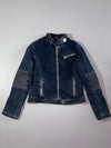ESZ Denim Biker Jacket – Dark Wash Quilted Lined Moto Women’s (S)