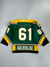 Vintage Lorne Park Ojibwa Mississauga #6 Green Gold Black Canadian Minor Hockey Mesh Jersey (L)