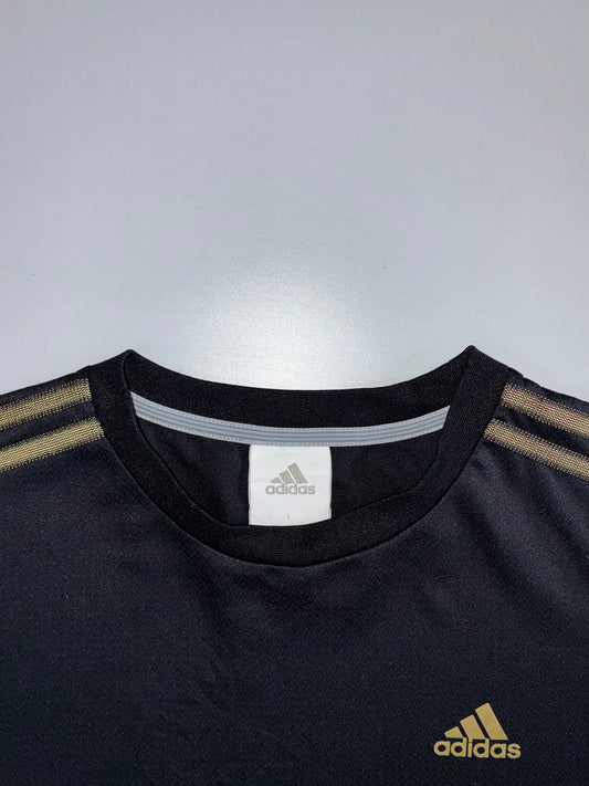 Adidas 3-Stripe Performance Tee – Black & Gold (M)