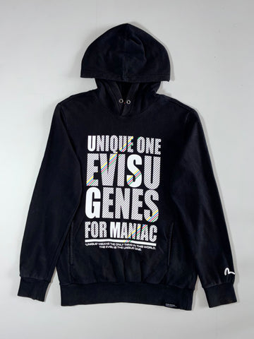 Evisu Genes ‘Unique One’ Spellout Graphic Hoodie Black Men’s (M/L)