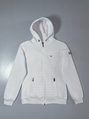 Tommy Hilfiger Quilted Panel Full Zip Hoodie White (S)