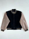 Colebrook & Co Black Suede Varsity Bomber with Taupe Nubuck Sleeves (XL/2XL)