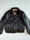 Cooper USA Brown Leather Bomber with Sherpa Collar (L)